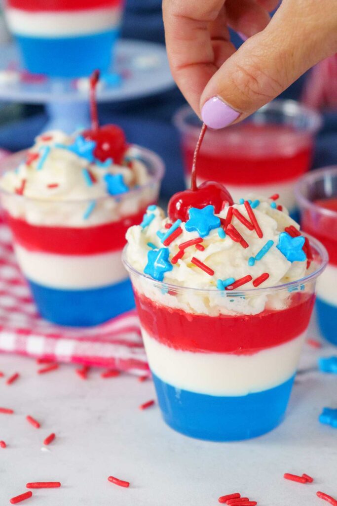 red white and blue Jello Shots