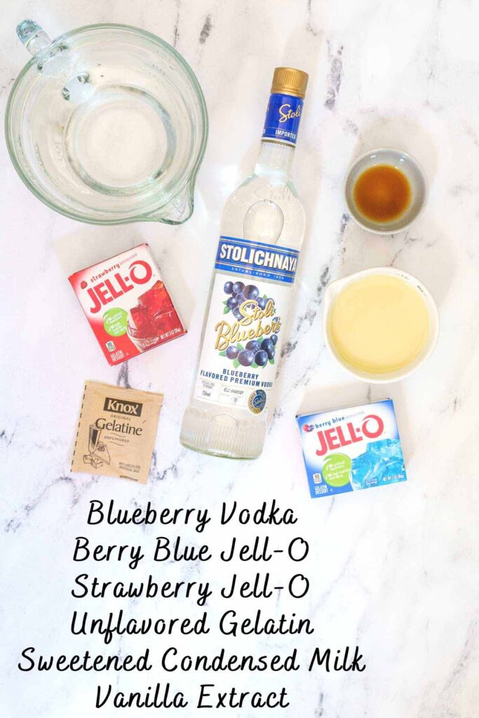 red white and blue Jello Shots