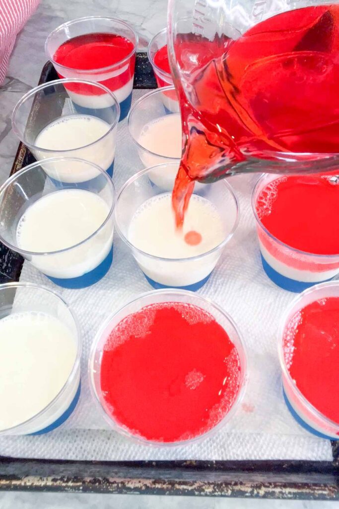 red white and blue Jello Shots